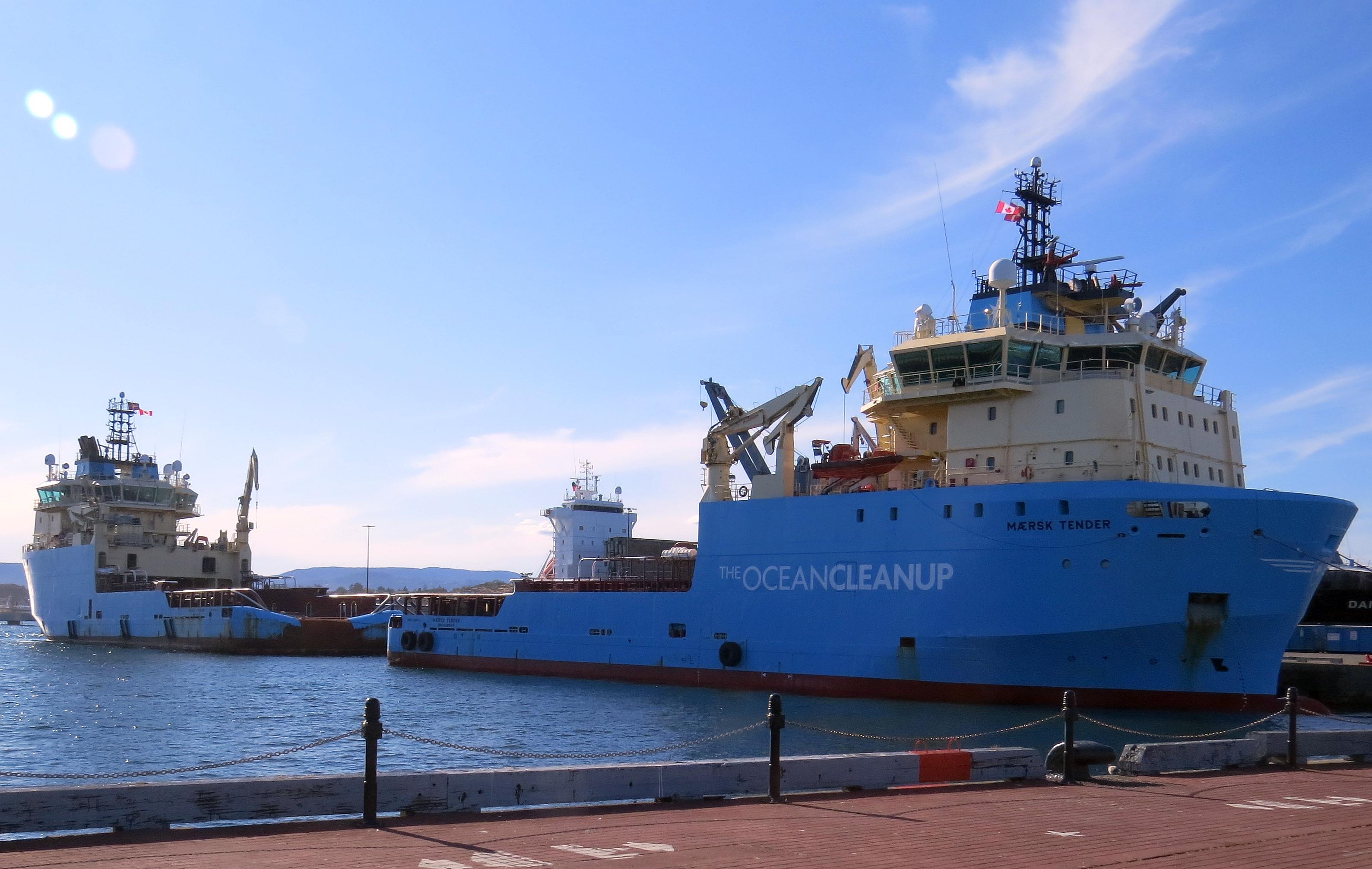 The Ocean Cleanup ships at Ogden Point, Victoria - July 22, 2021.